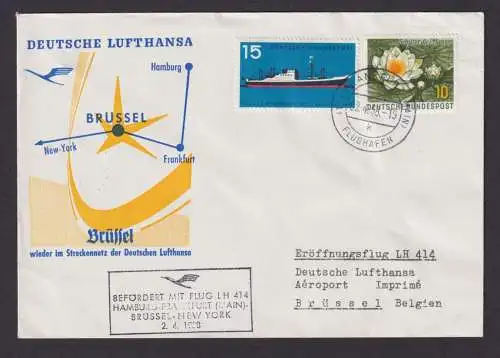 Flugpost Brief Air Mail Lufthansa LH 414 Frankfurt Brüssel Belgien 2.4.1958
