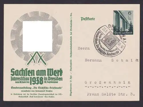 Briefmarken Deutsches Reich Ganzsache Sachsen am Werk SST Dresden Philatelie