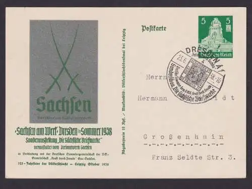 Briefmarken Deutsches Reich Ganzsache Sachsen am Werk ab Dresden SST Philatelie