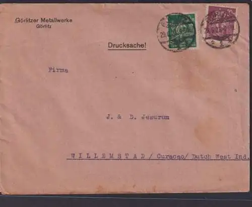 Deutsches Reich Brief Infla MIF Arbeiter Destination Görlitz Curacao