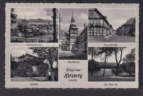 Ansichtskarte Herzberg Harz Ines See Hauptstrasse Schloss Niedersachsen nach