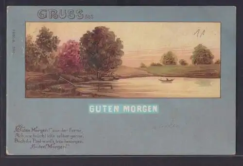Ansichtskarte Künstlerkarte Jugendstil Art Nouveau See Boot Landschafr