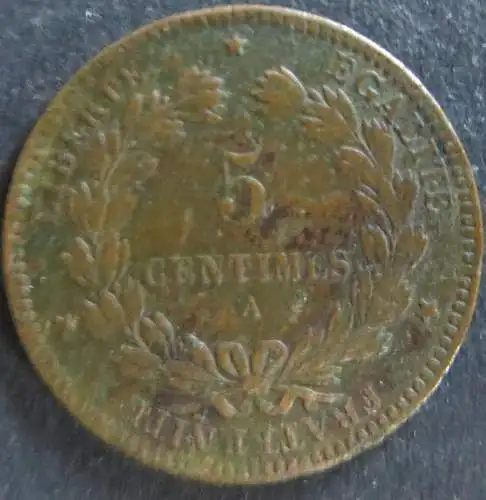 Münze Frankreich 1871 - 5 Centimes Dritte Republik Kupfer s
