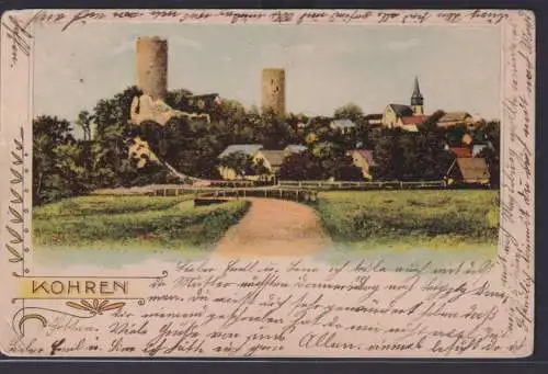 Ansichtskarte Künstlerkarte Kohren Burg Sachsen nach Leipzig