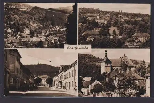Ansichtskarte Bad Gottleuba Ernst Thälmann Str. Kirche Sanatorium Gesamtansicht