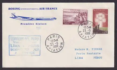 Flugpost Brief Air Mail Air France Frankreich Boeing 707 Paris Lima Peru