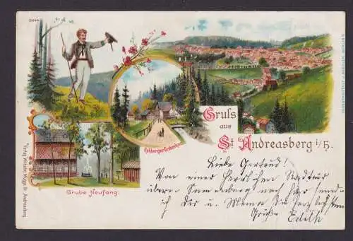 Litho Ansichtskarte St. Andreasberg Niedersachsen Harz n. Osterode