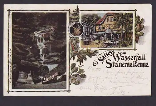 Litho Ansichtskarte Wernigerode Sachsen Anhalt Gastronomie Steinerne Renne