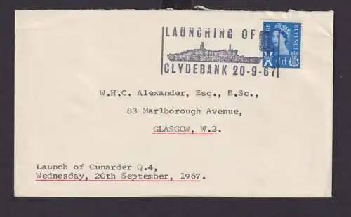 Großbritannien Schiffspost Brief Schottland Glasgow Launching of Clydebank