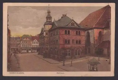 Ansichtskarte Nordhausen Thüringen Rathaus Feldpost n. Chemnitz Schönau Sachsen
