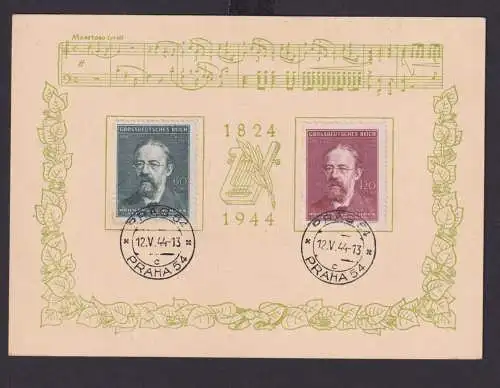 Briefmarken Besetzung Böhmen & Mähren Musik Smetana Komponist Gedenkblatt