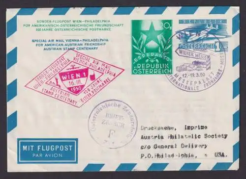 Flugpost Air Mail Österreich selt. Privatganzsache 2 WST Esperanto + Flugpost