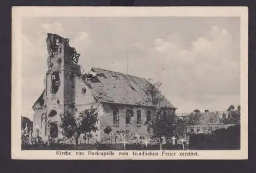 Ansichtskarte Poelcapelle Langenmark Belgien Zerstört im 1. Weltkrieg Feldpost