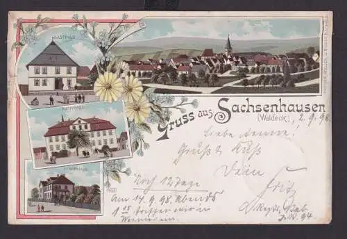 Ansichtskarte Künstlerkarte Sachsenhausen Waldeck Hessen Gasthaus Pfarrhaus