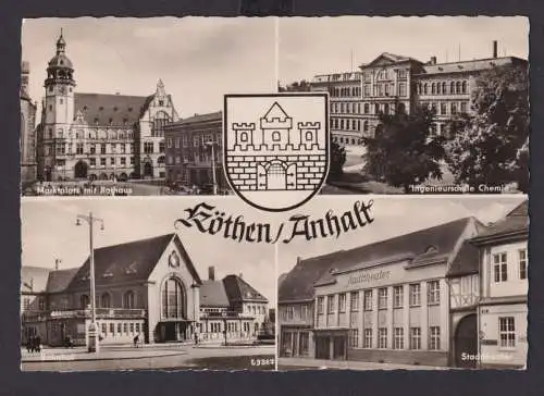 Ansichtskarte Köthen Anhalt Sachsen Anhalt Marktplatz Rathaus Ingenieurschule