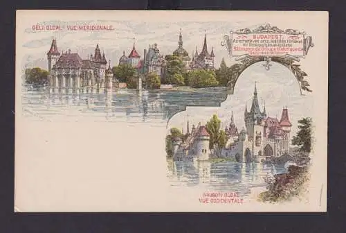 Ungarn Litho Ganzsache 2 Kreuzer Budapest Schloss Burg See