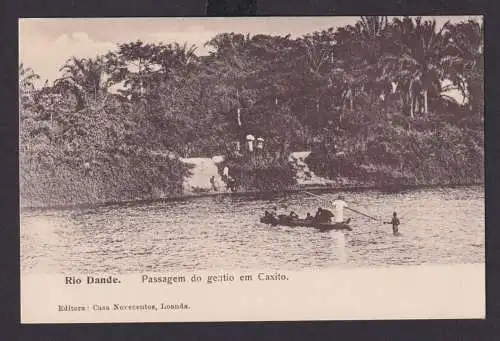 Ansichtkarte Afrika Angola Portugal Kolonien Rio Dante Fluss Fährboot