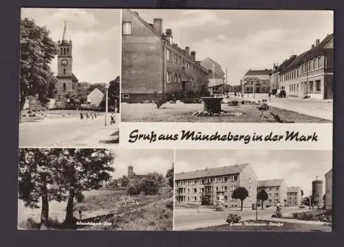 Ansichtskarte Müncheberg Mark Brandenburg Waschbank See Poststr. Kirche