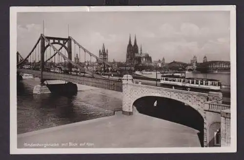 Deutsches Reich Drittes Reich Ansichtskarte Rhein Hindenburgbrücke ab Köln nach