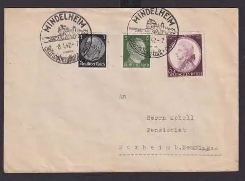 Deutsches Reich Drittes Reich Briefe SST Mindelheim Frundsbergstadt n.Buxheim