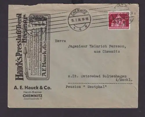 Deutsches Reich Drittes Reich Briefe Reklameeindruck Fa. Hauck Hauks Pressluft