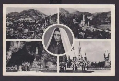 Ansichtskarte Lourdes Frankreich Ansichten nach Iserlohn Reichsbund Geldschein