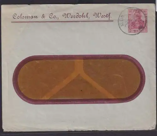 Briefmarken Deutsches Reich Brief Privatganzsache Colsman & Co Werdohl Westfalen