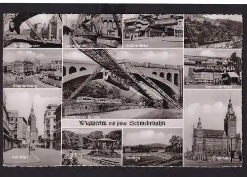 Ansichtskarte Wuppertal NRW Schwebebahn Thalia Theater Landgericht Rathaus