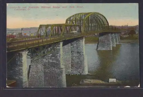 Ansichtskarte Louisville Nashville Eisenbahnbrücke Ohio River Fluss nach Wien