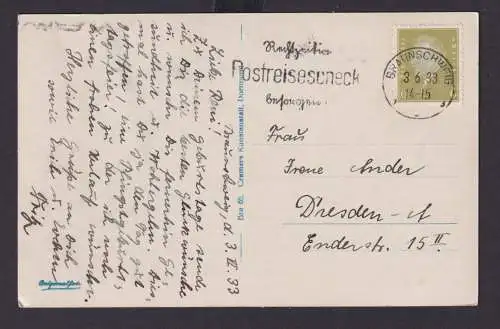 Deutsches Reich Drittes Reich Ansichtskarte SST Rechtzeitig Postreisescheck