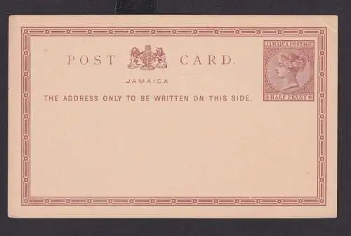 Briefmarken Jamaika Ganzsache Queen Victoria Postcard 1/2p braun