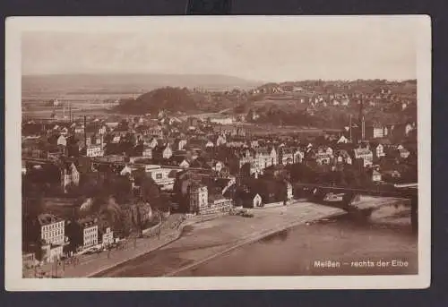 Ansichtskarte Meißen Sachsen Totalansicht Elbe Fluss Brücke