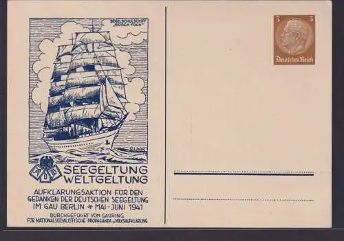 Briefmarken Deutsches Reich Privatganzsache Gorch Fock Seegeltung Weltgeltung
