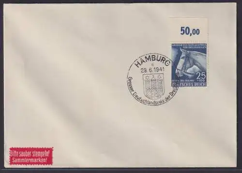Briefmarken Deutsches Reich Brief Hamburg Grosser Deutschlandpreis der