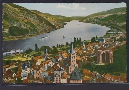 Ansichtskarte Künstlerkarte Bacharach Rhein Fluss Totalansicht Rheinland Pfalz