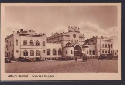 Ansichtskarte Lublin Bahnhof Oldtimer Polen