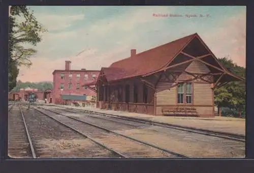 Ansichtskarte Nyack New York Rockland County USA Bahnhof Railroad Station nach