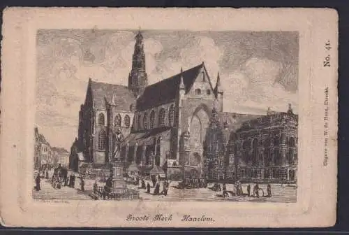 Ansichtskarte Künstlerkarte Radierung Kunst Sign. P.Matthes Haarlem Große Kirche