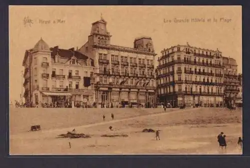 Ansichtskarte Heyst sur Mer Belgien Les Grands Hotel et la Plage Strand