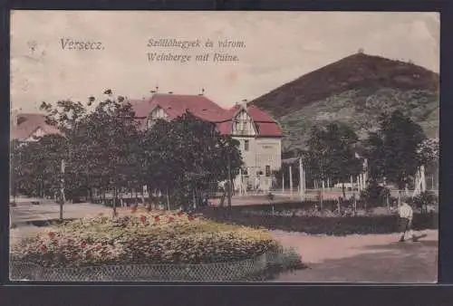Ansichtskarte Versecz Serbien Weinberg Krankenhaus Berge nach Wien 07.09.1913