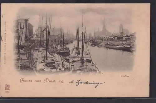 Ansichtskarte Duisburg Hafen Schiffe NRW nach Barmen Wuppertal 05.09.1900