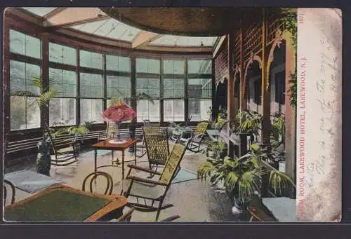 Ansichtskarte Lakewood New York Hotel Lakewood Palmen Raum Erholung 20.01.1907