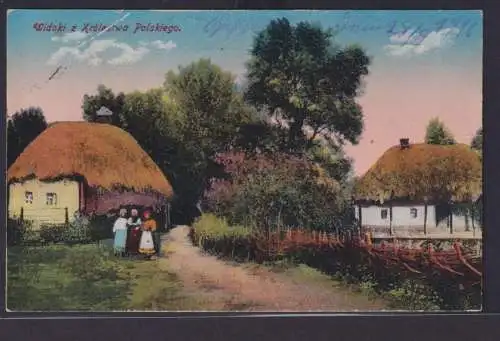 Ansichtskarte Künstlerkarte Widoki Krolestwa Polskiego Polen Feldpost 31.08.1916
