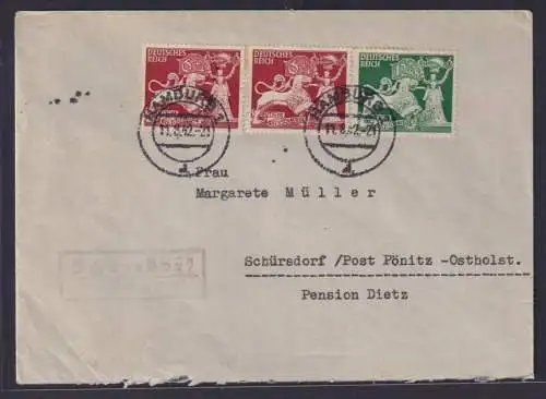 D. Reich Brief Landpoststempel von Hamburg n Schürsdorf Post Pönitz Ostholstein