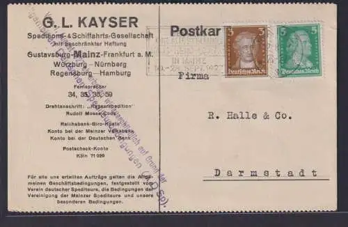Deutsches Reich Brief Karte Berühmte Deutsche Mainz Reklame Stempelt Besucht