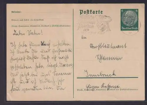 Deutsches Reich Ganzsache Hindenburg Reklame Stempel Potsdam Festliche Musik