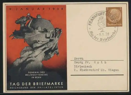 Deutsches Reich Privatganzsache Hindenburg SST Frankfurt Oder Philatelie 1938