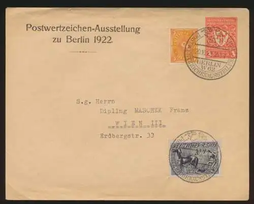 Reich Privatganzsache Infla PU 67 C1 Berlin Postwertzeichen Ausstellung Wien