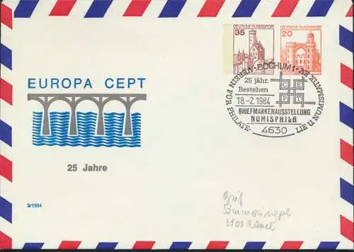 Bund Privatganzsache SST Bochum 25 Jahre CEPT Briefmarkenausstellung NUMISPHILA