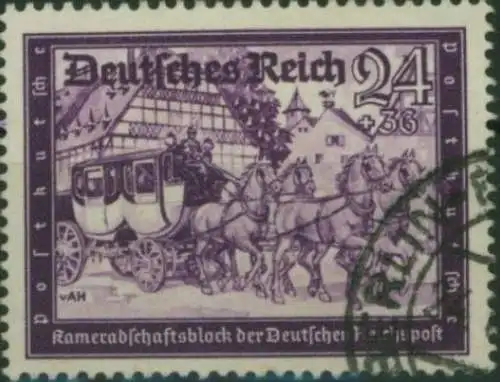 Deutsches Reich 778 Kameradschaftsblock Höchstwert 24+36 Pf. gestempelt.